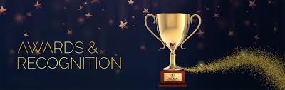 Image of trophy and the text 'Awards & Recognition'.